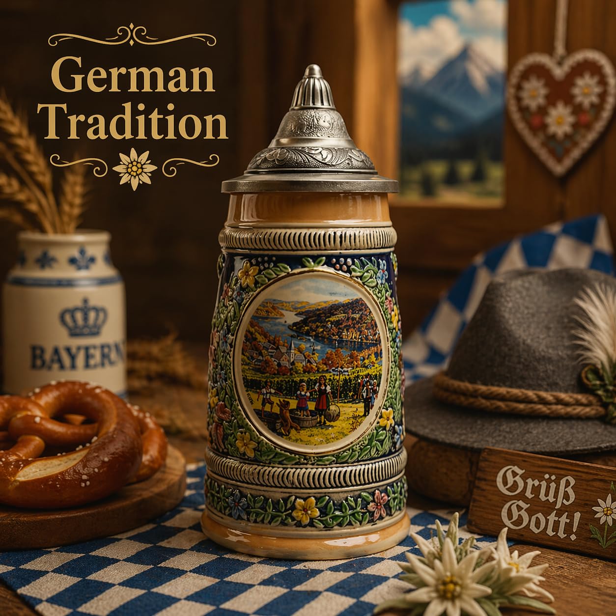 E.H.G Bierkrug mit Deckel "Fall in Germany" (#1 Kollektion von vier Steinen) | 0,50 Liter