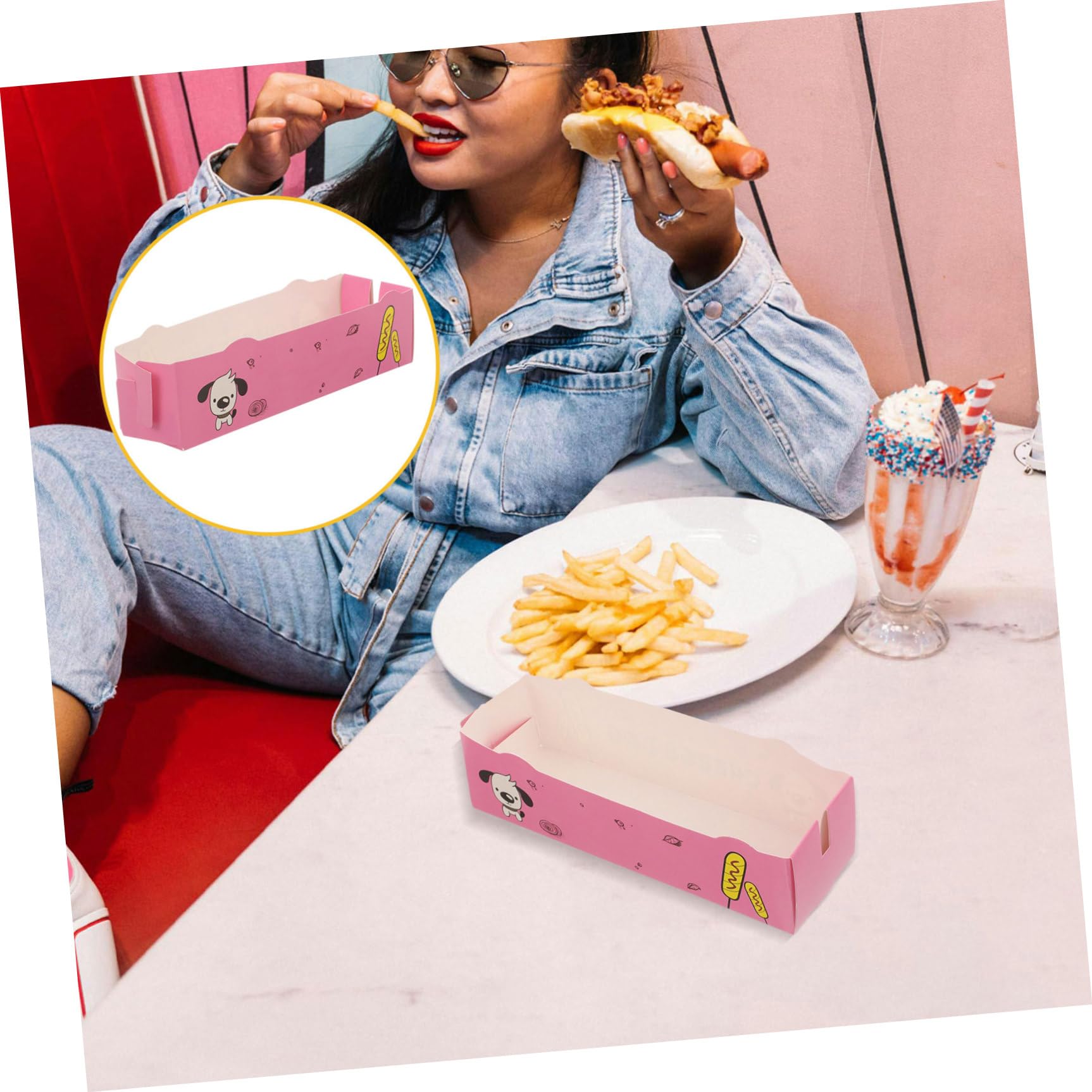 100Piezas Cajas de Papel para Perritos Calientes Unidades Contenedores de Snacks Bandejas de Comida para Sushi y Aperitivos Envases de Cartón para Eventos y Restaurantes
