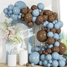 110pcs Dusty Blue and Brown Balloons Garland Arch Kit, 18/12/10/5 Inch Dark Brown Blue Party Balloons for Bear Baby Shower Decorations, Birthday, Gender Reveal Party