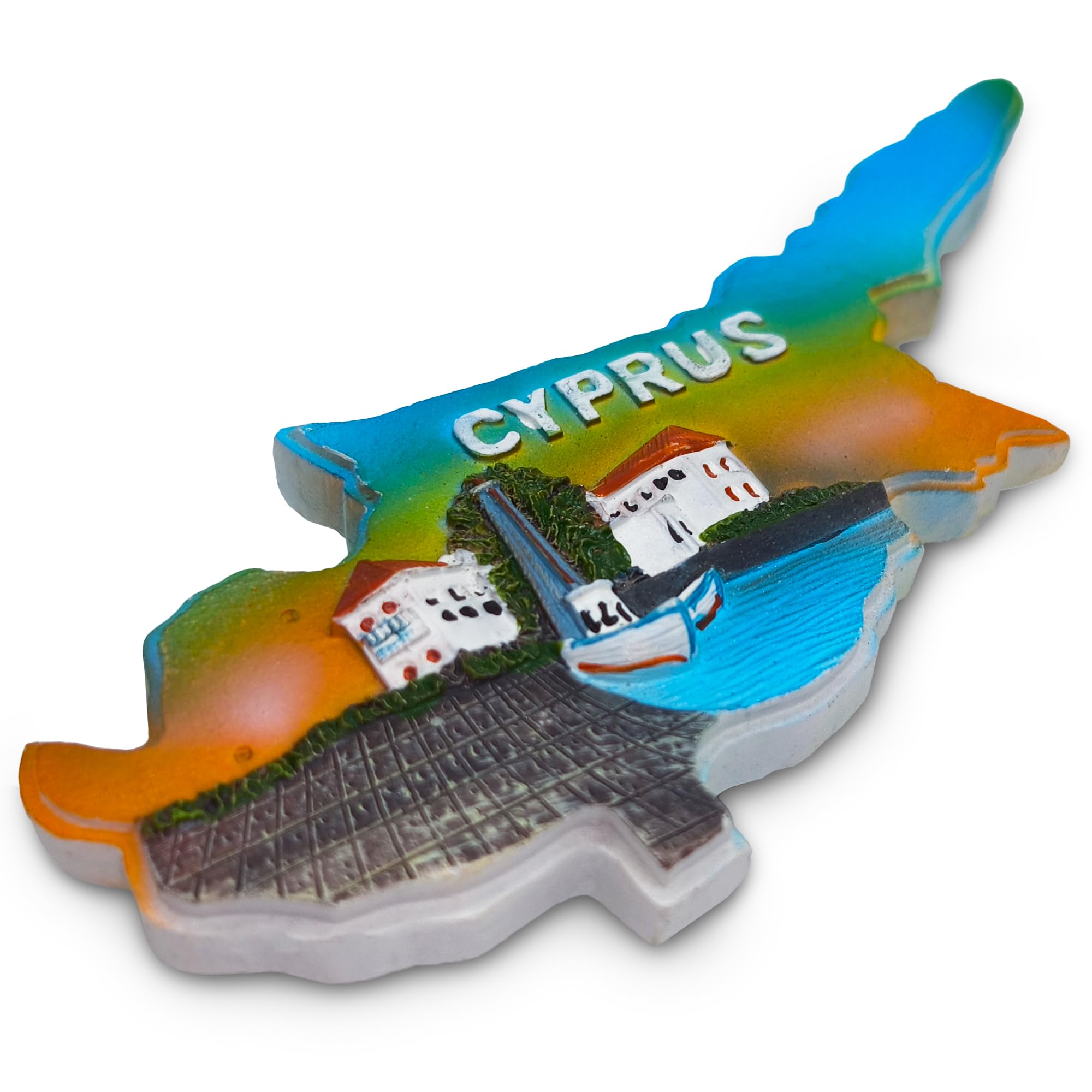 Cyprus 3D Fridge Magnet – Map Shaped Souvenir Resin Magnet, Hand-Painted Travel Keepsake 8.5 x 3.8cm