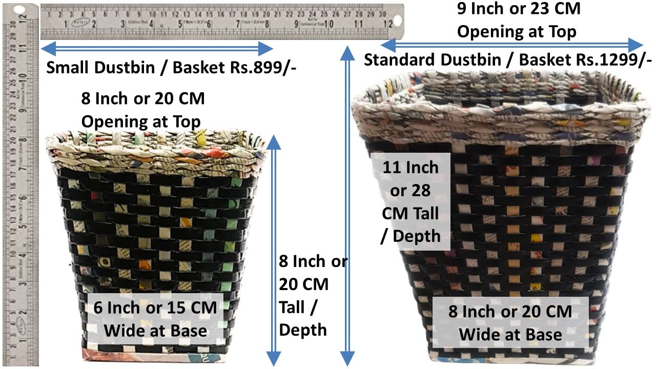 Handcrafted Paper Straw Dustbin - 10L -2