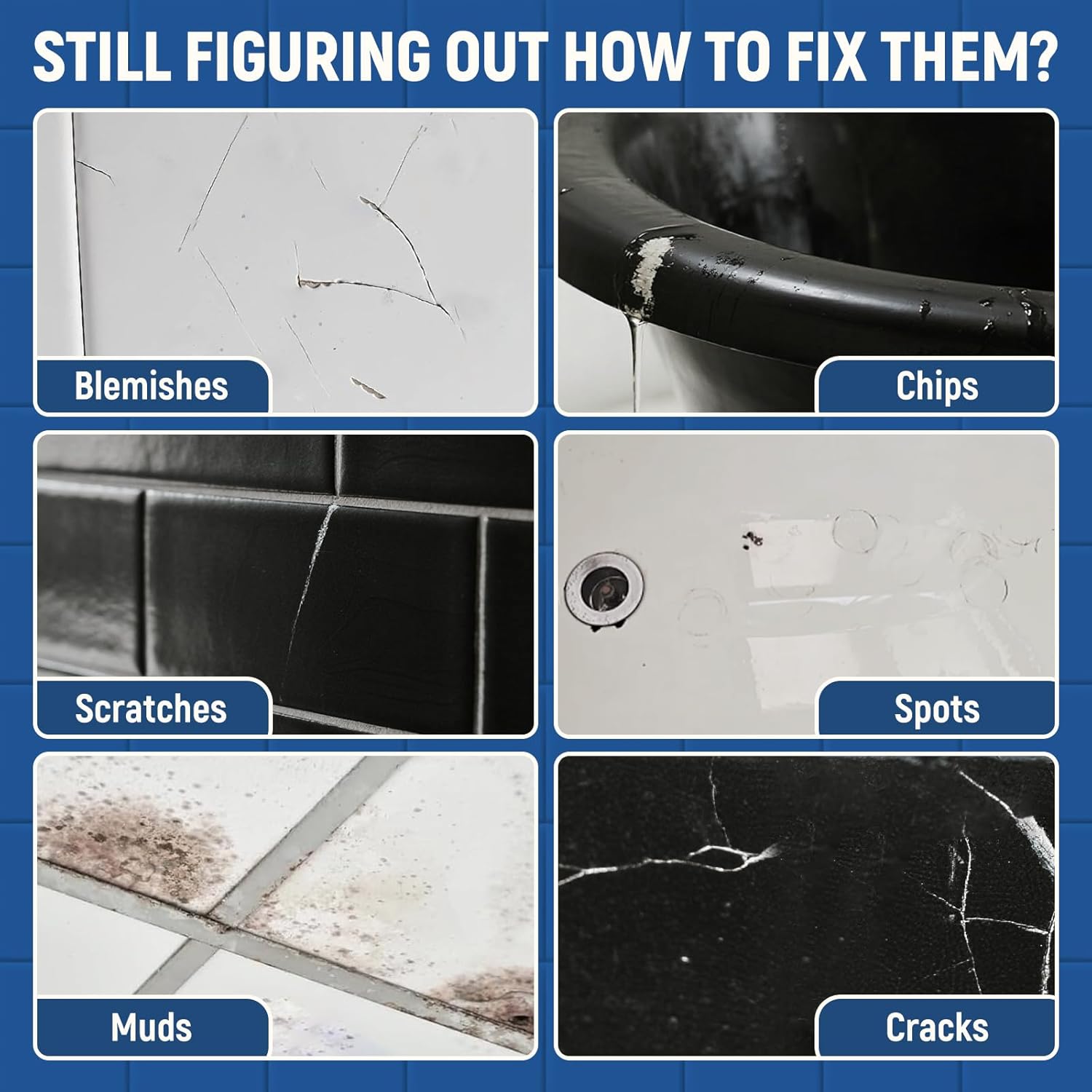 Tub Tile Gloss White Paint Touch Up Paint Kit for Bathtub Porcelain Repair Scratches Cracks Chips on Porcelain Acrylic Enamel Cast Iron Tiles Sinks Toilets White - Image 4