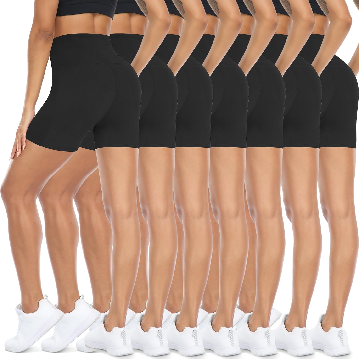 Diu Life 7 Pack Biker Shorts for Women - 5" High Waist Tummy Control Workout Gym Yoga Running Summer Short Pants