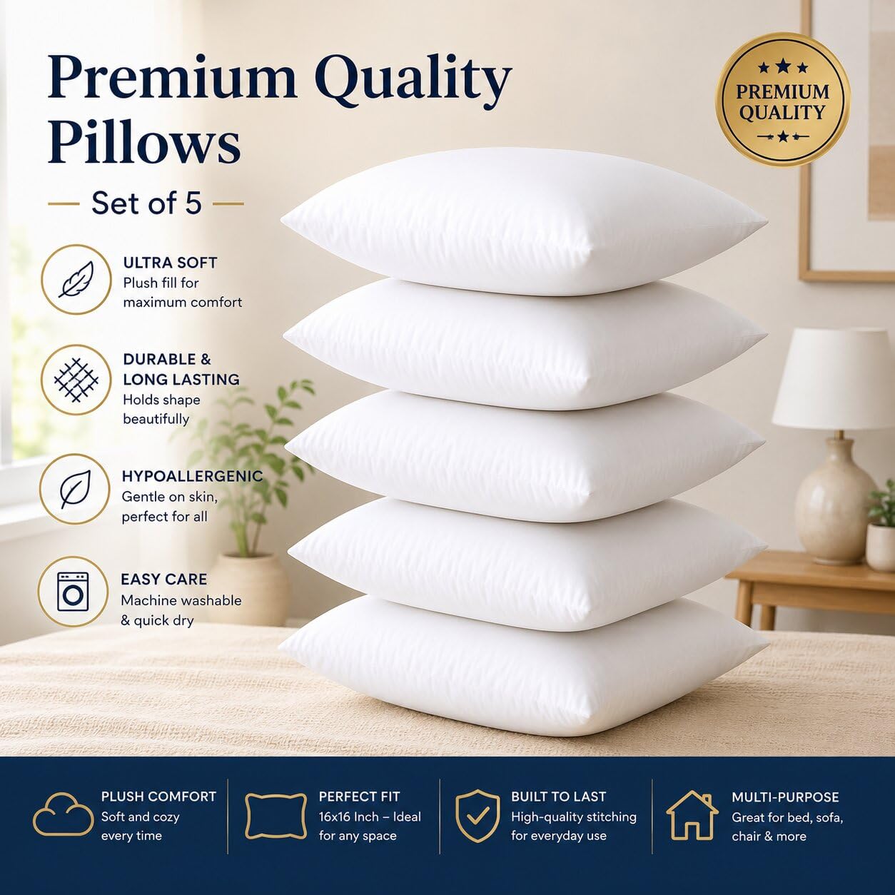 Hotel Microfiber Cushions - Set of 5 -6