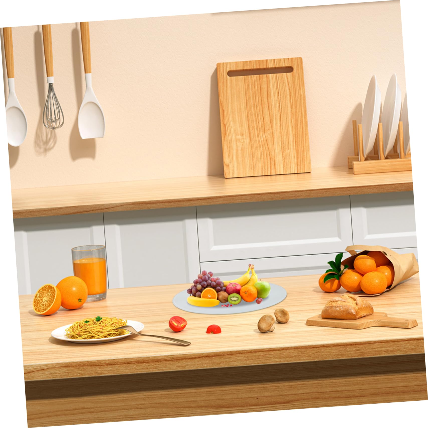Tabla de Cortar Frutas Y Verduras Redonda de 30 Cm Resistente a Los Arañazos Y a Las Manchas Utensilio de Cocina sin Base