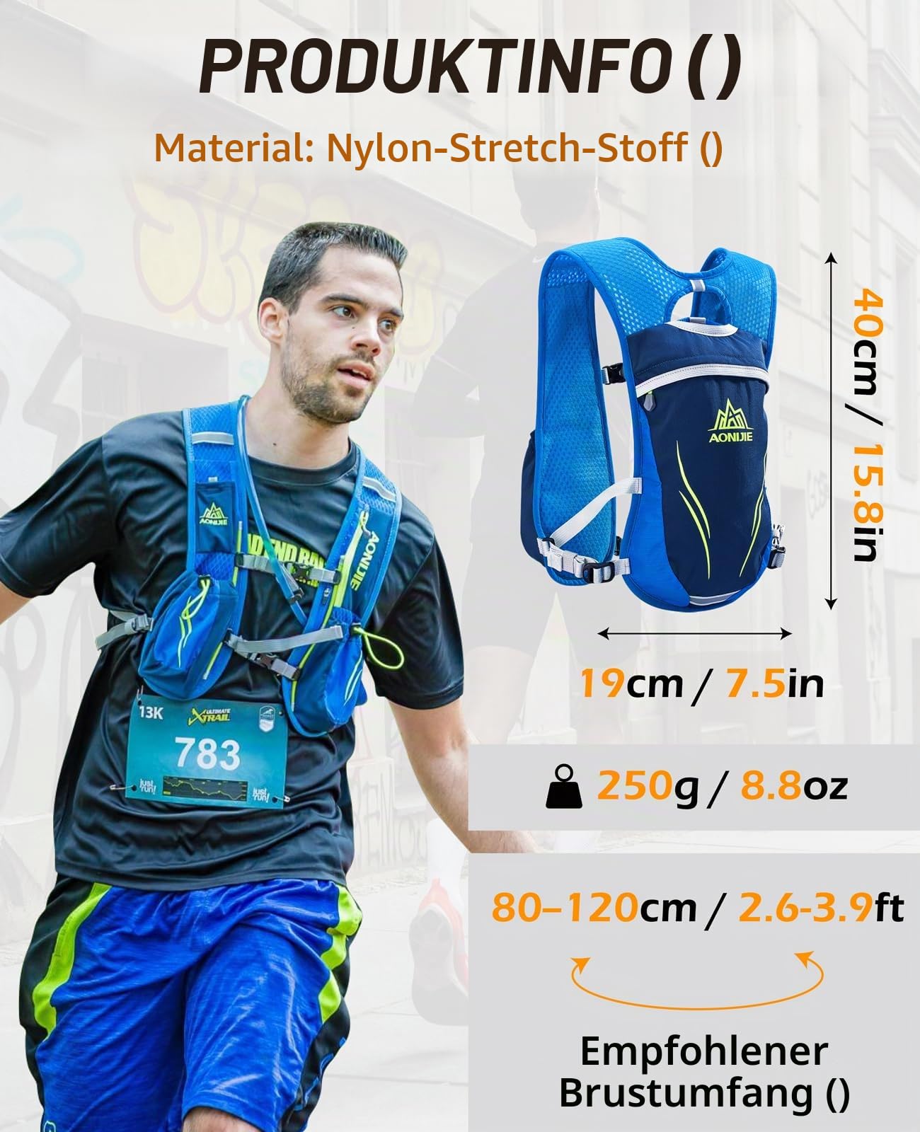 TRIWONDER Ultraleicht Trinkrucksack, 5.5L Laufrucksack, Trailrunning Rucksack, Hydration Pack im Freien, Rucksack Outdoor für Laufen, Marathon, Radfahren