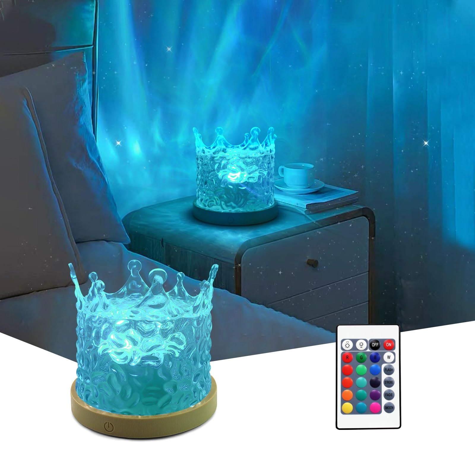 JGMZTZT Northern Lights Ocean Wave Projector Crown Light, 16