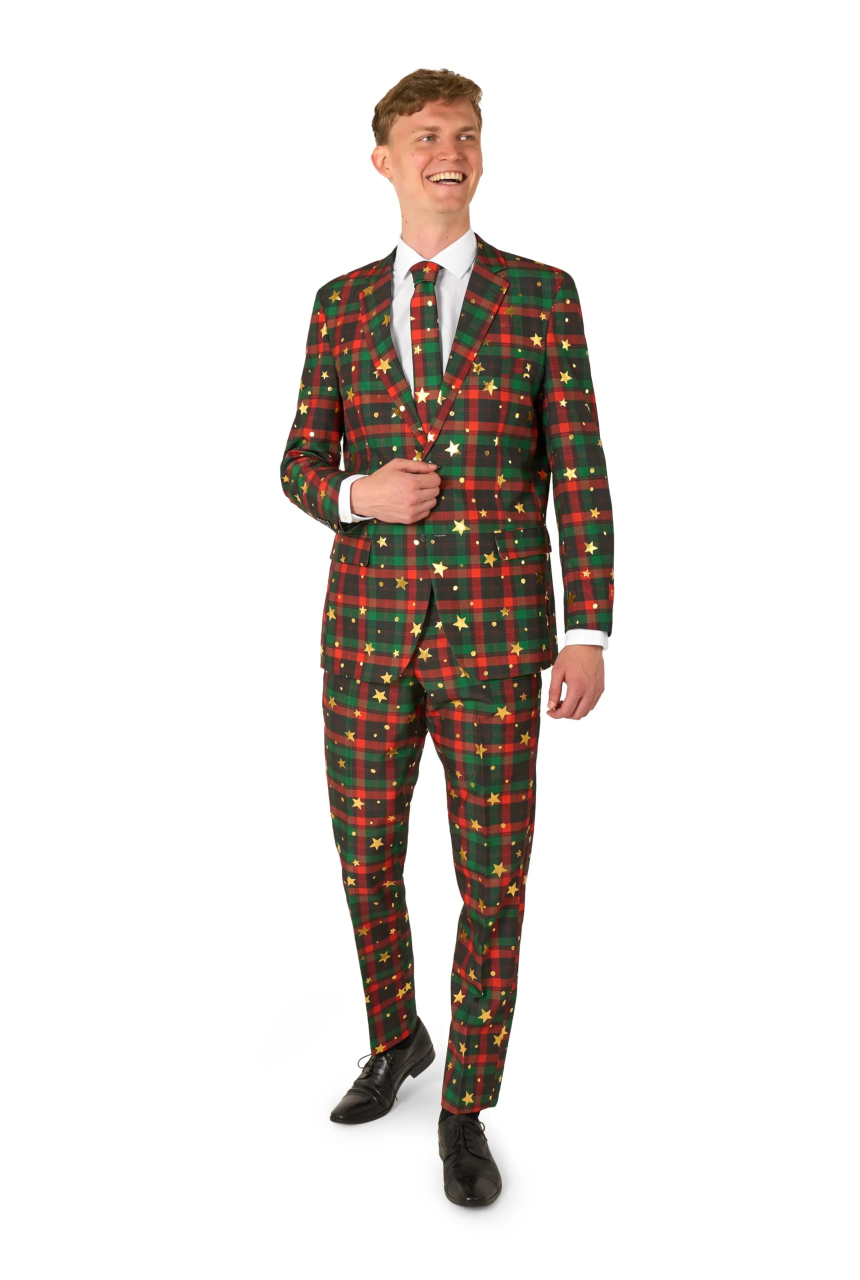 OppoSuits Fun Ugly Christmas Suits for Men – Winter Woods – Full Suit: Jacket, Pants & Tie Abito da Uomo (Pacco da 3)