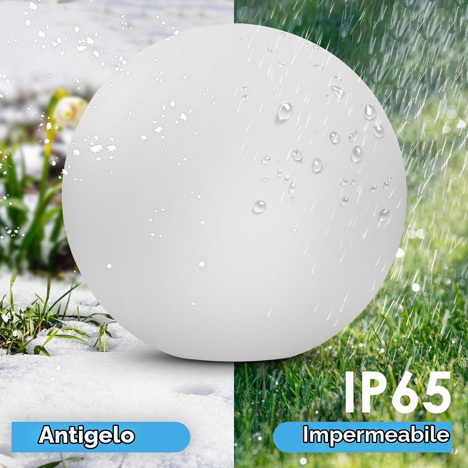 RGB Lampada Sfera Giardino, Luminosa Da Giardino 30 CM/12 Inch Sfera, Luci Solari Esterno IP65 Impermeabili, 1200mAh Lampada Solari Dimmerabili Per Esterni, Luci Piscina, Balcone, Decorazione Stanza