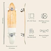 Vista 58 de Retrospec Zed Cruiser & Pintail Longboard Skateboard Complete – Bamboo & Canadian Maple Wood Cruiser con camiones Kingpin reversa