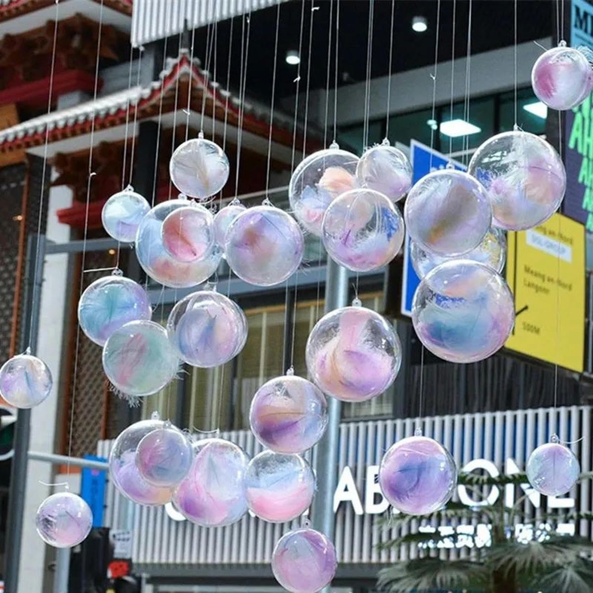 Adornos navideños para el hogar, Bolas Transparentes, Adornos Colgantes para Bodas, Fiestas, Bolas de Navidad, Adornos, 10 Unidades, 12 cm