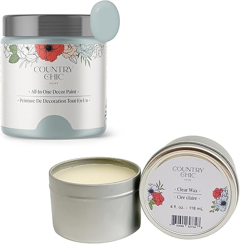 Paquete de pintura estilo tiza + cera para muebles, decoración del hogar, manualidades (color hierba de duna 4 onzas - verde)