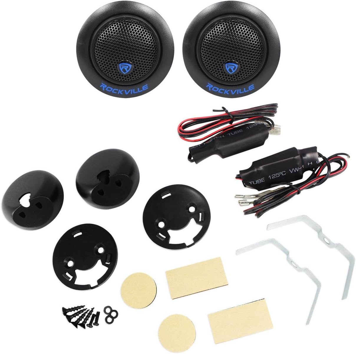 Pair Rockville RT6 240 Watt Car 1" Silk Dome Neo Swivel Tweeters+Crossovers , Black