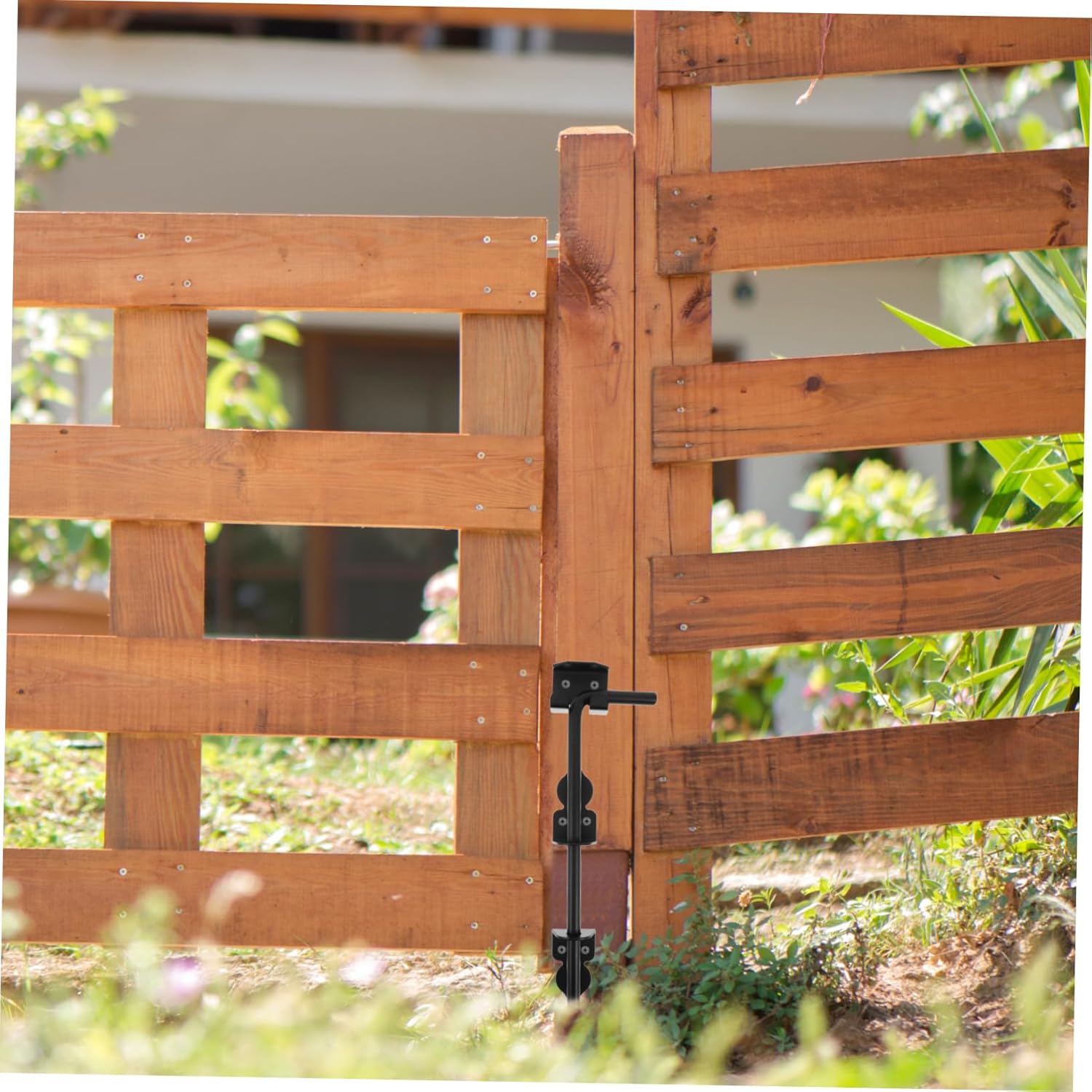 Wooden Fence Gate Kit Heavy Duty Chain Link Gate Latch Sliding Door Lock Bar for Outdoor Security