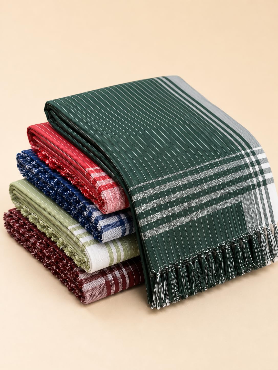 Ivory & Co. Cotton Gamcha Bath Towel [31 x 62 Inch (78 x 158 cm) | Pack of 4 ] | Quick-Dry, Soft, Lightweight & Absorbent | Cotton Bath Towel for Men & Women | Assorted Multicolor Combo | Set of 4-image-23