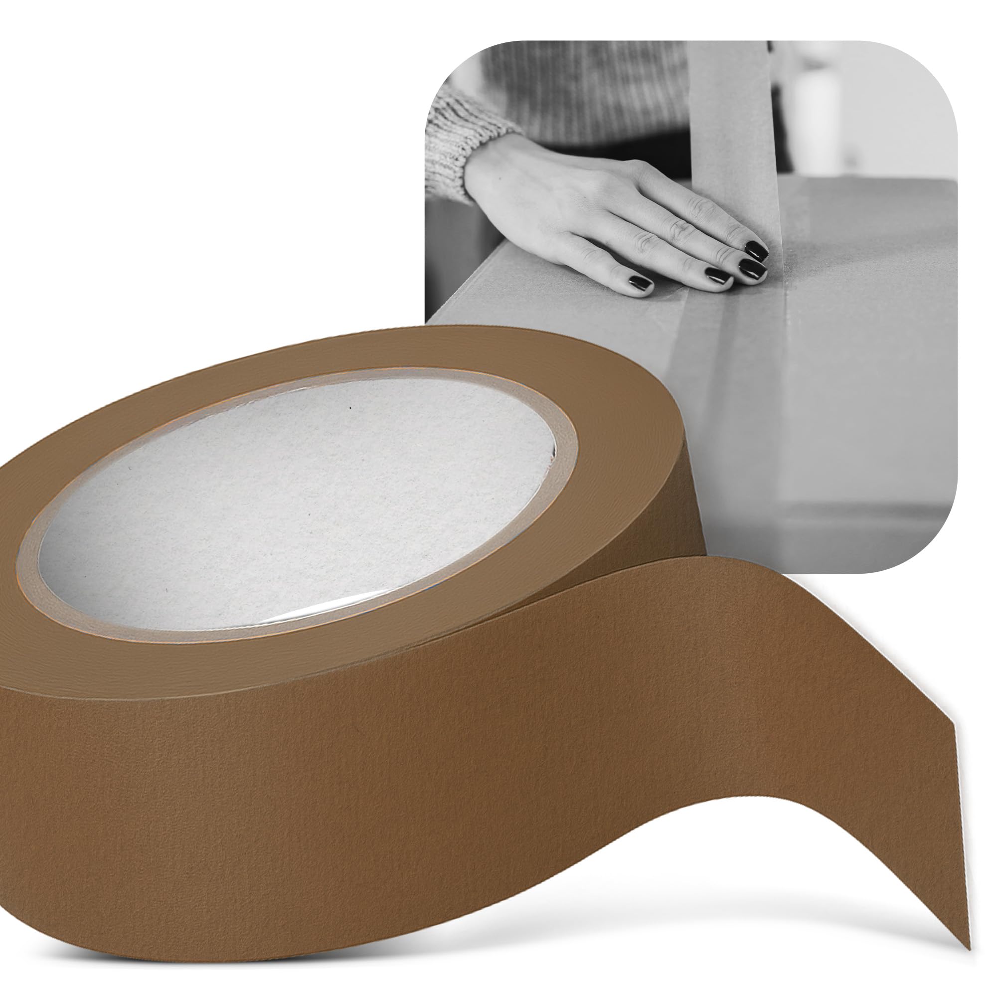 Instalguru 25x Nastro Adesivo Carta Kraft 48 mm x 40 m Marrone Ecologico Riciclabile Con Colla In Gomma Naturale Per Imballaggi Scatole Spedizioni Ufficio Magazzino