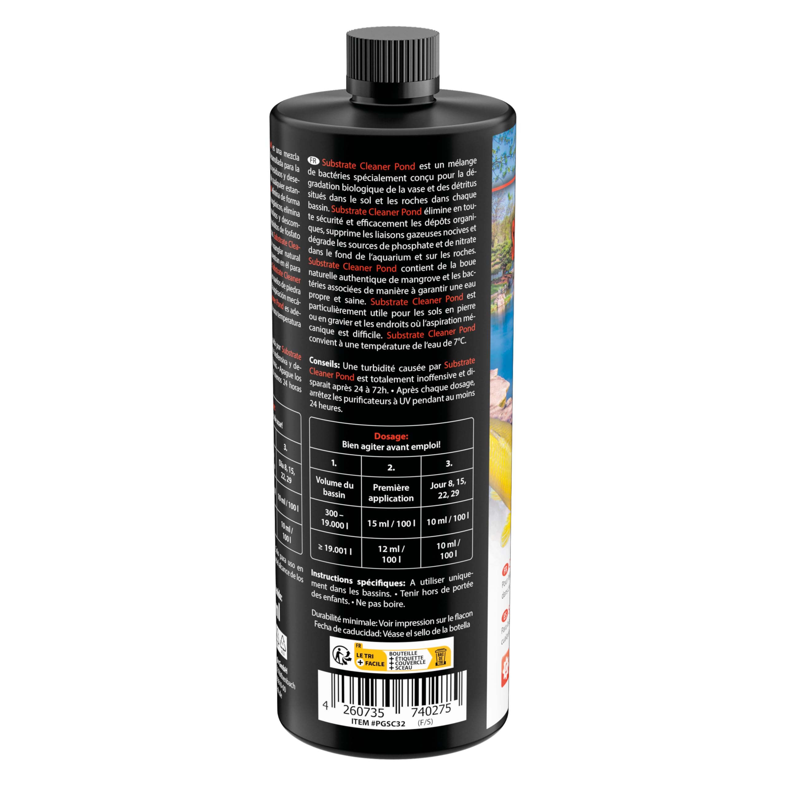 ARKA Pond Substrate Cleaner - 946 ML - Formule bactérienne pour l'élimination Efficace du mulm et de la saleté dans Les bassins, favorise Un écosystème sain.