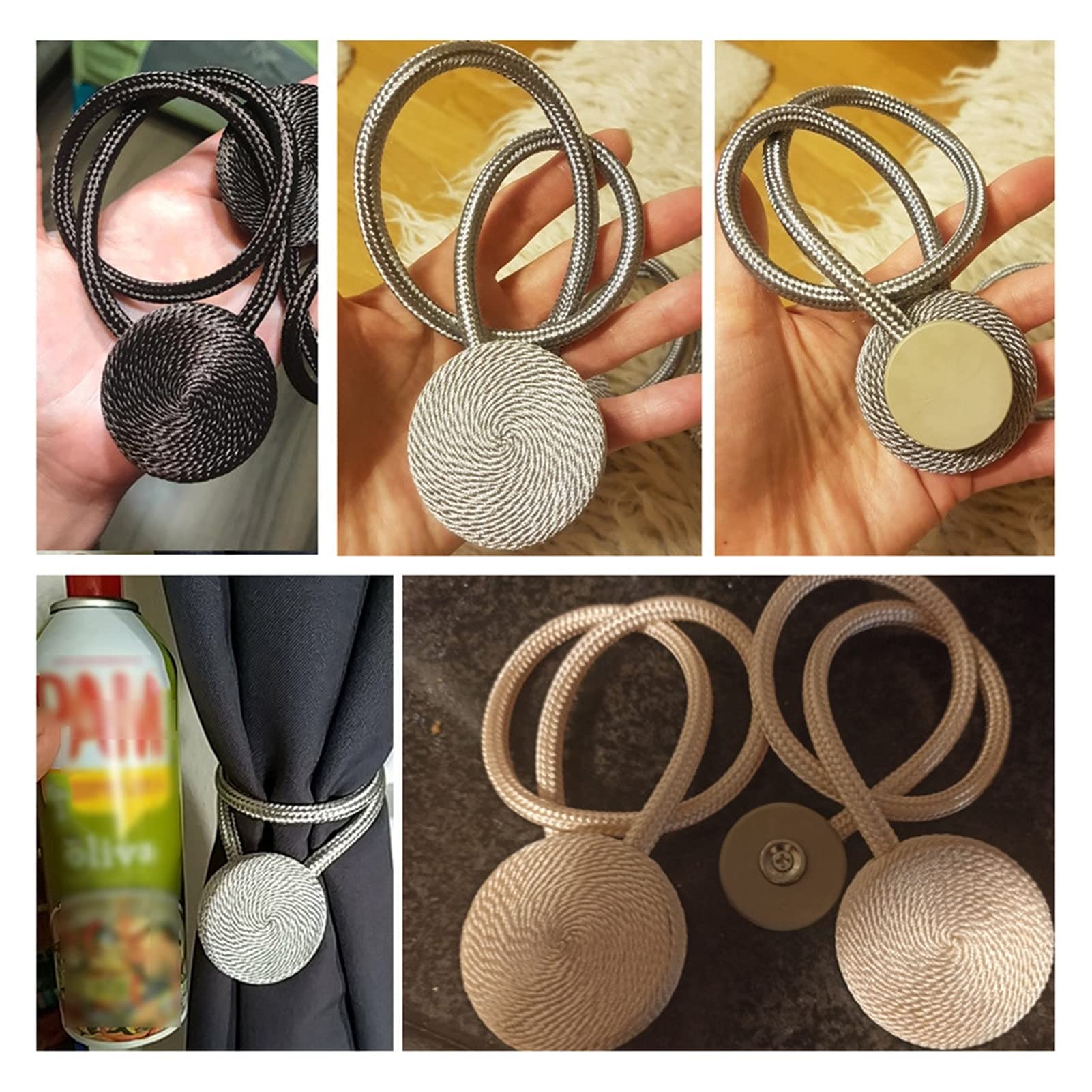 Sangles de Rideau 2 pièces Pince à Rideau magnétique Perle Boule Rideaux Support Embrasse décor à la Maison Suspendu Boule Boucle Cravate arrière Accessoires de Chambre