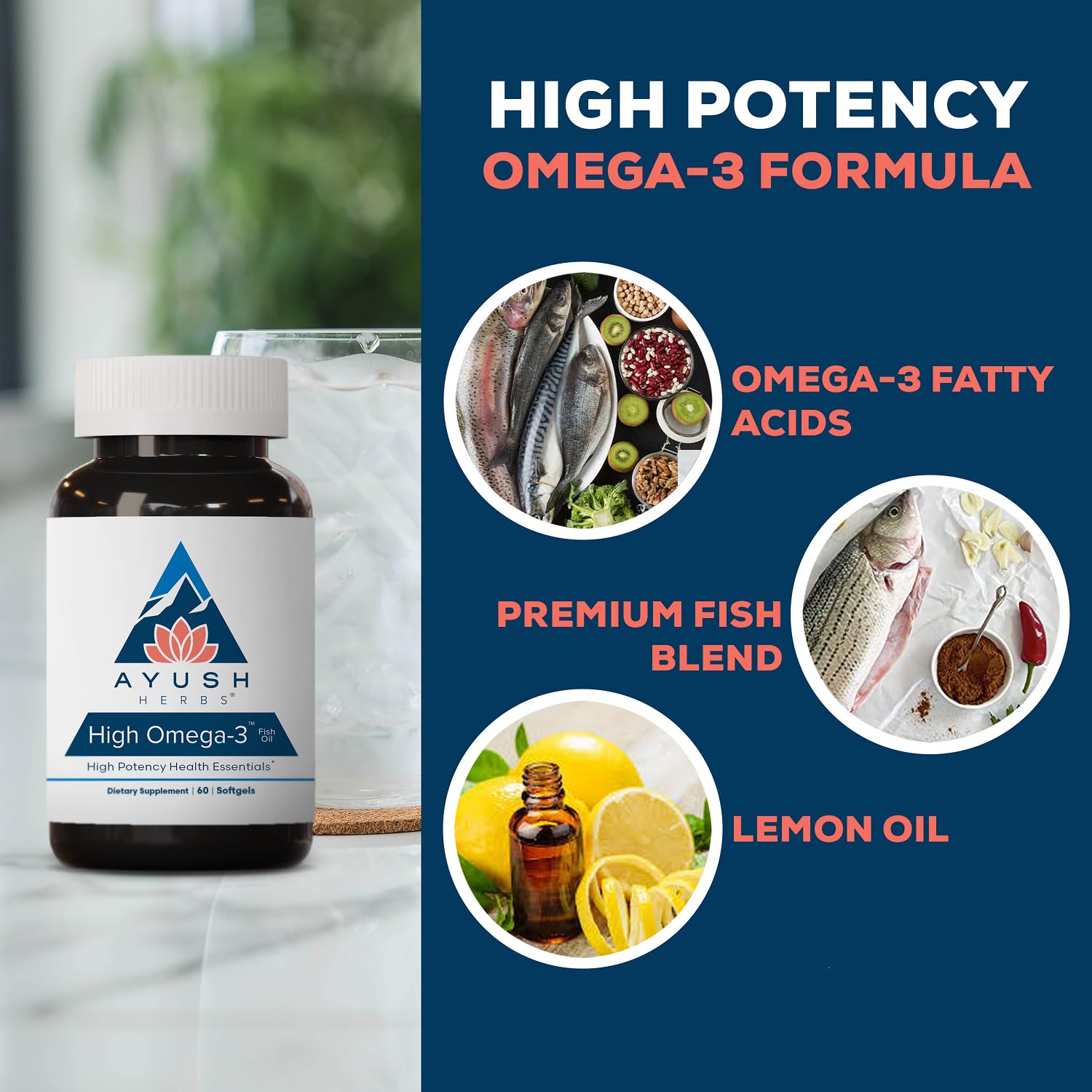 Ayush Herbs High Omega 3, 1000mg Per Capsule, Lemon Flavor, 60 Servings — Amazon image 4