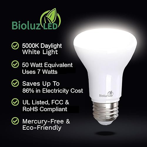Miniatura 22 de Bioluz LED Paquete de 4 bombillas LED BR20 de 2700 K blanco cálido brillante de 6 W = 50 W, 90 CRI, 540 lúmenes, bombillas LED regulables, bombillas