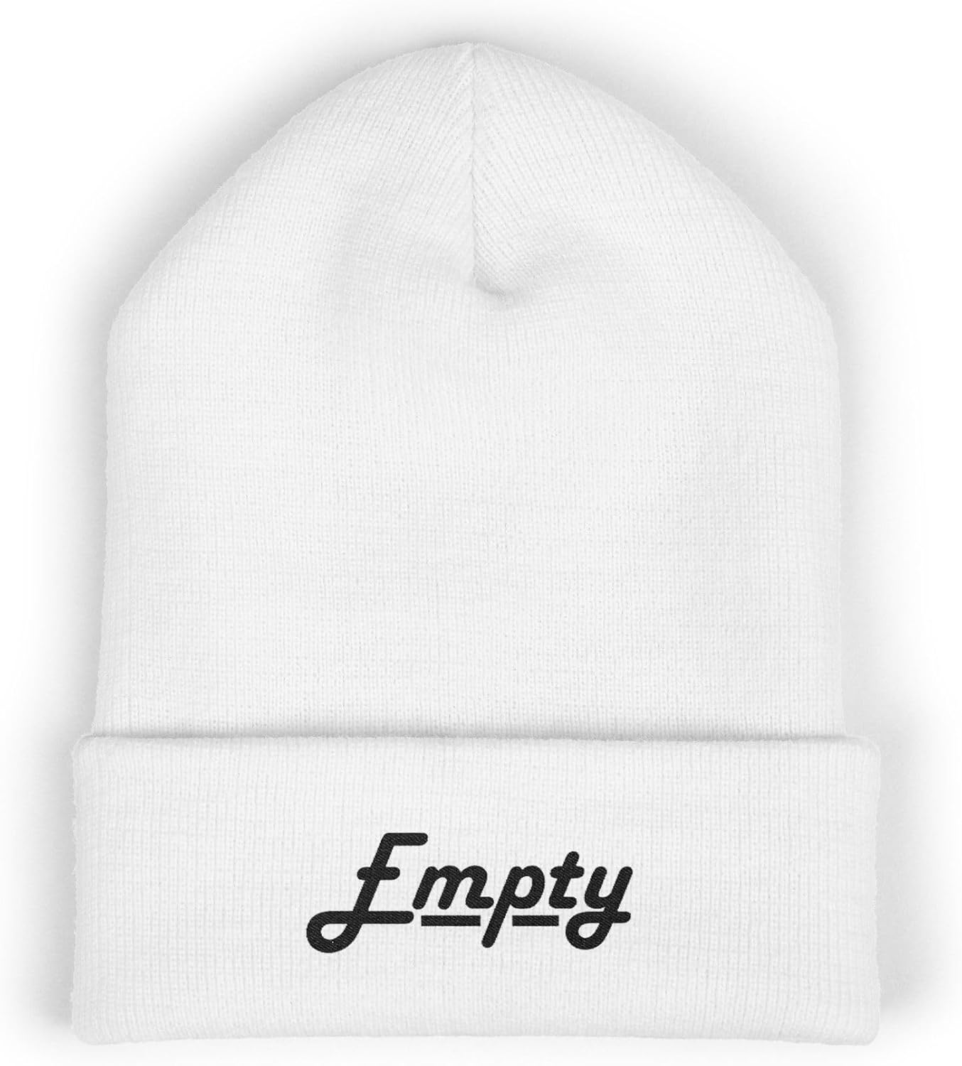 Premium Classic Cuffed Beanie Hat with Embroidery Message - 'Empty'