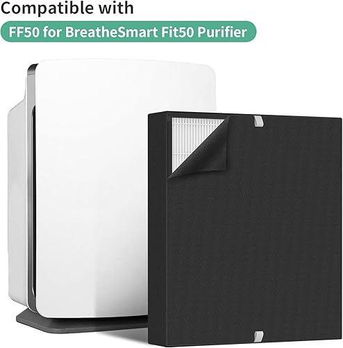 Miniatura 2 de GoKBNY Paquete de 2 filtros de repuesto Fit50 compatibles con FF50 para purificador BreatheSmart Fit50, 2 filtros 3 en 1 + 2 prefiltros