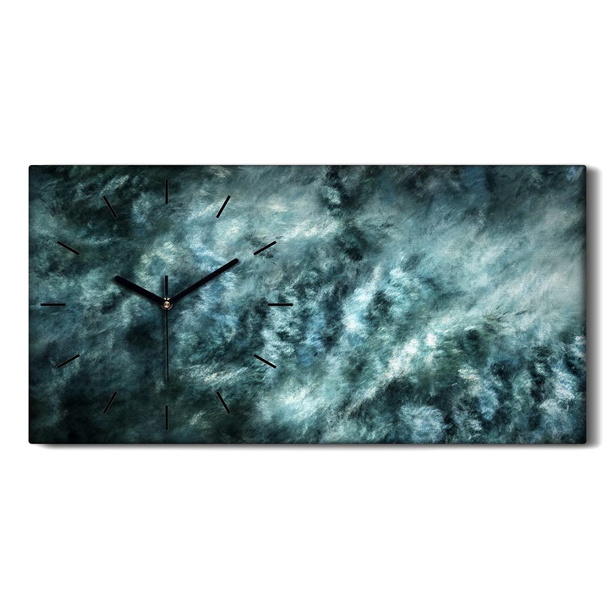 Horloge sur Toile Décoration Murale Salon Art Moderne Tableau Silencieux Nuages Gris 60x30
