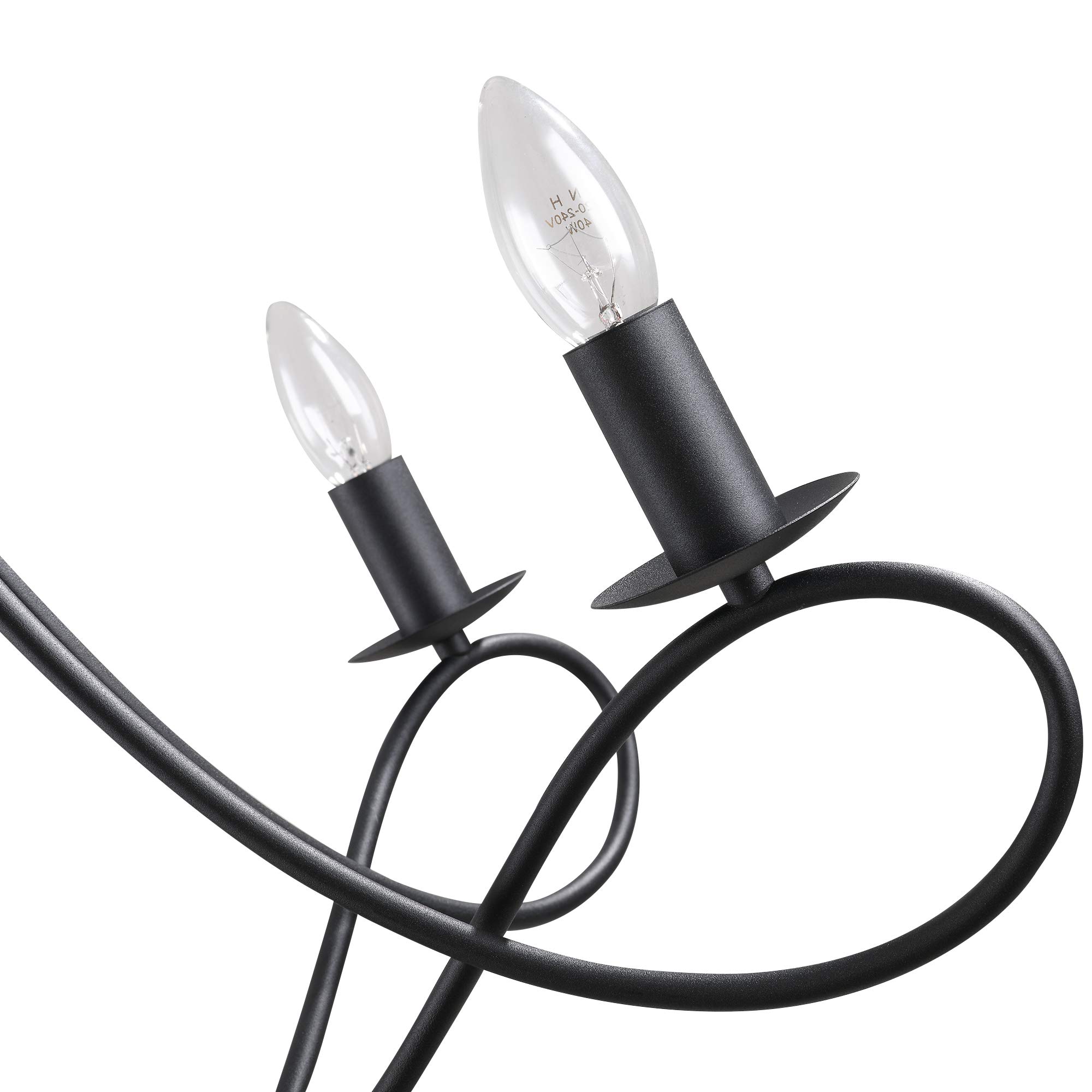 HOMCOM Lampadario a Soffitto Stile Rustico, Acciaio Intrecciato Nero con 5 Candelieri Regolabili e Pieghevoli Ф58 x 45cm