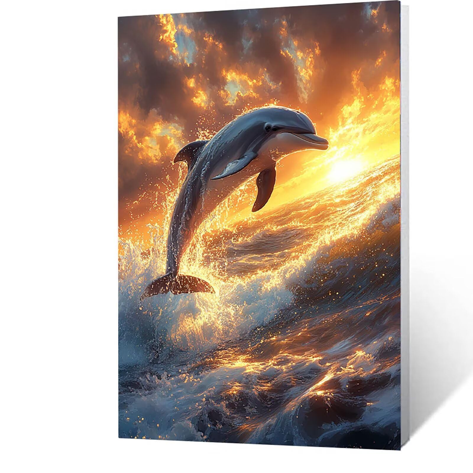 Zestawy do malowania po numerach, delfin, do malowania według numerów, dla dorosłych, zestawy płócienne z farbą akrylową i długopisami, 71 x 96 cm, zestawy do malowania według numerów, dekoracja