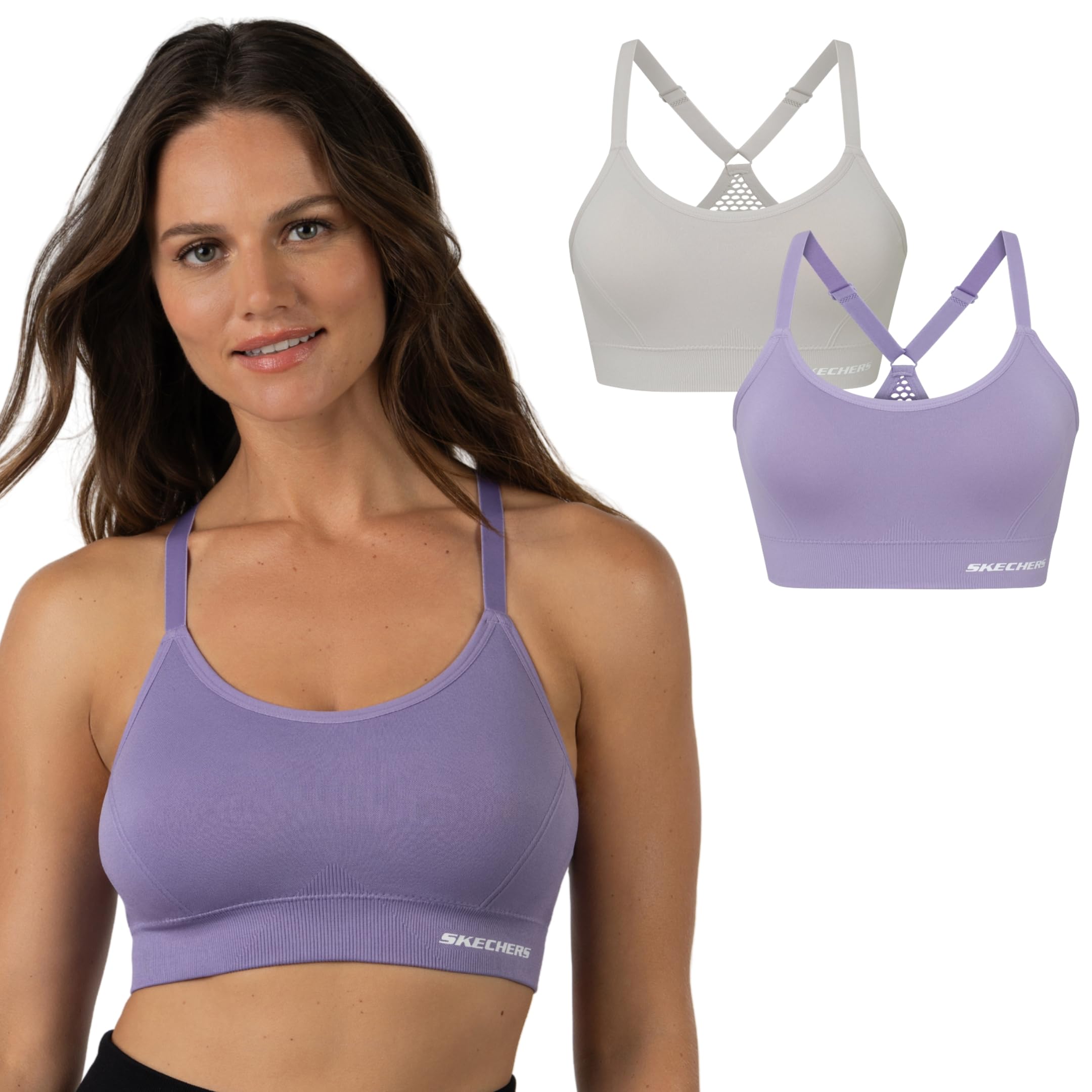 Skechers Nahtloser Cami-BH für Damen, flexible Bewegung, Sport, Fitness