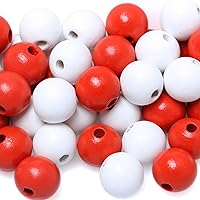 Vista 17 de 100 cuentas de madera para guirnaldas, cuentas sueltas de madera de 0.630 in de colores surtidos para hacer manualidades, cuentas de madera