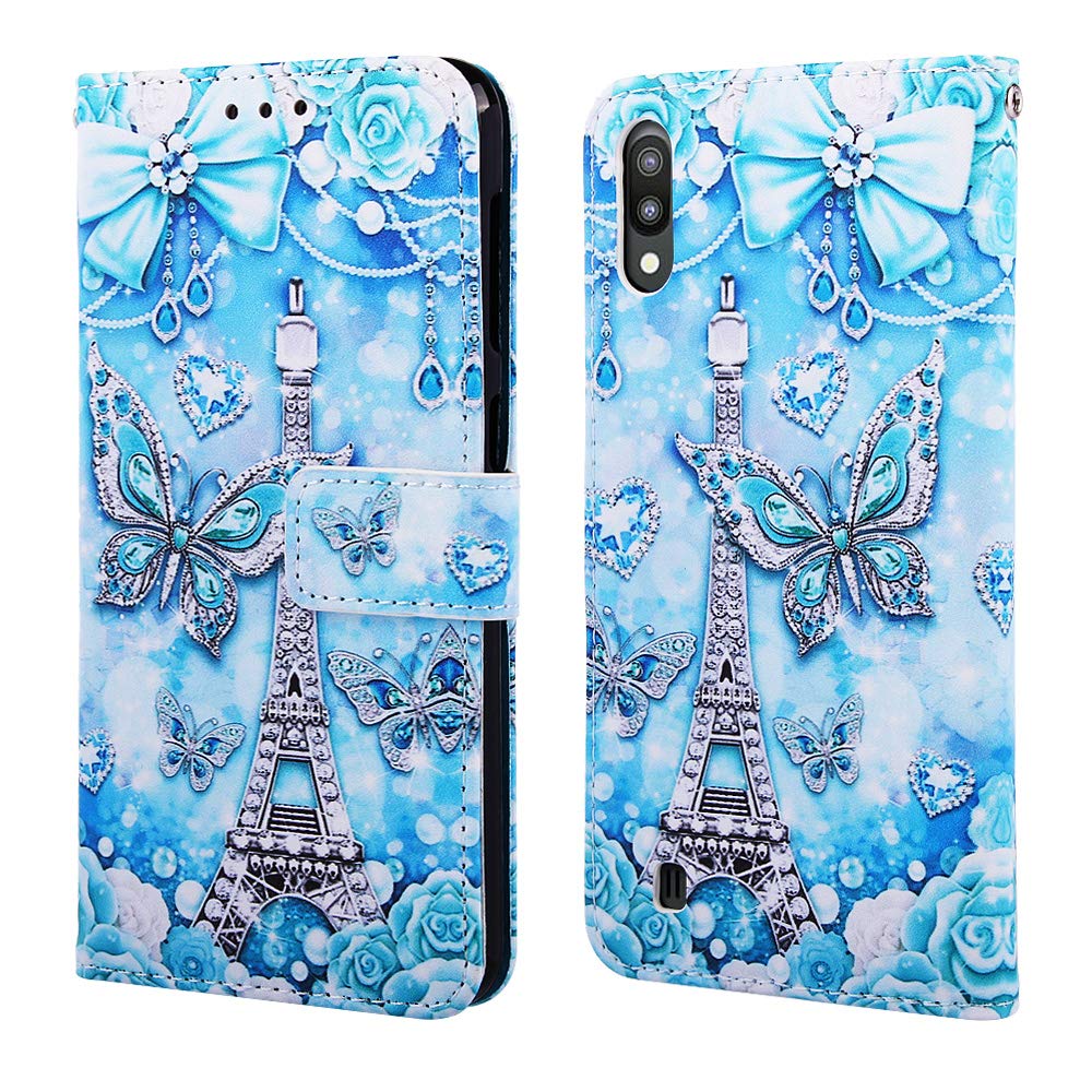 Nadoli Wallet Case For Galaxy A10 Colorful Tower Butterfly Pattern