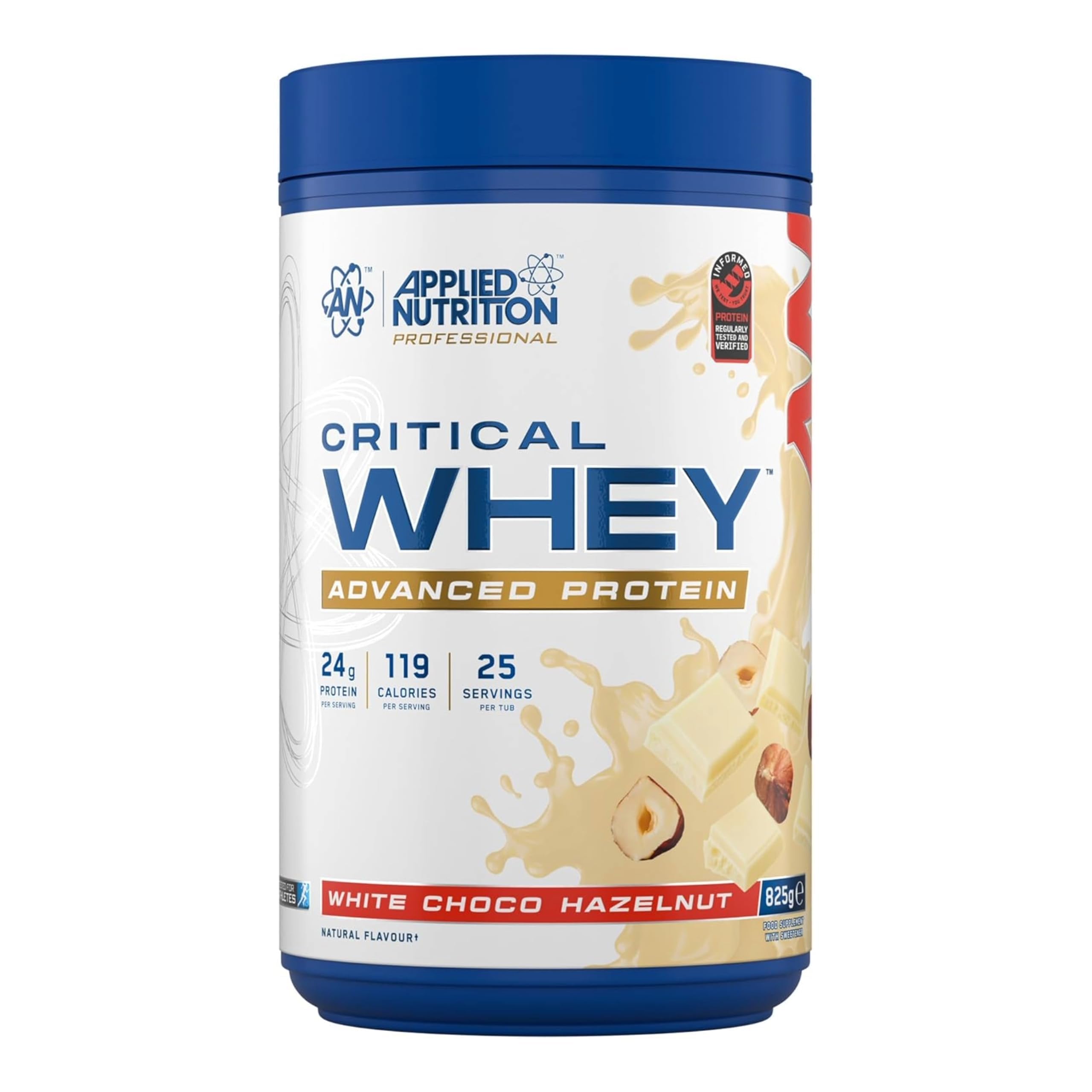 Applied Nutrition White Critical Whey Protein Chocolate Hazelnut Protein Nutrition Powder - 825G