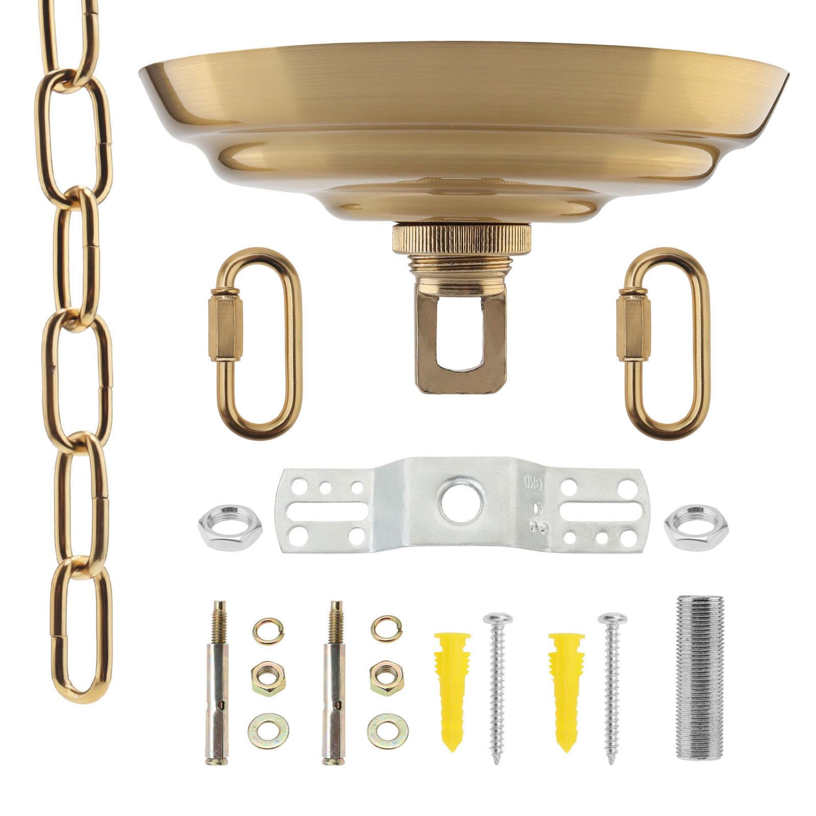 RTNLIT 5" Light Fixture Canopy Kit with 3.2ft Chain, Swag Light Mounting Bracket for Pendant Lights & Chandeliers, Supports 50lb, Includes Installation Hardware(Bronze)
