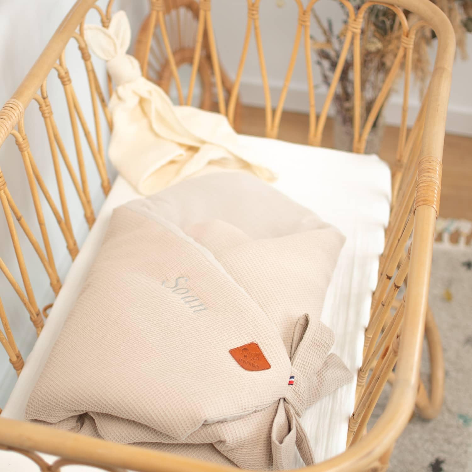 SEVIRA KIDS | Gigoteuse d'emmaillotage en Nid d'abeille - Dès la naissance - 4 mois Beige - Made in France