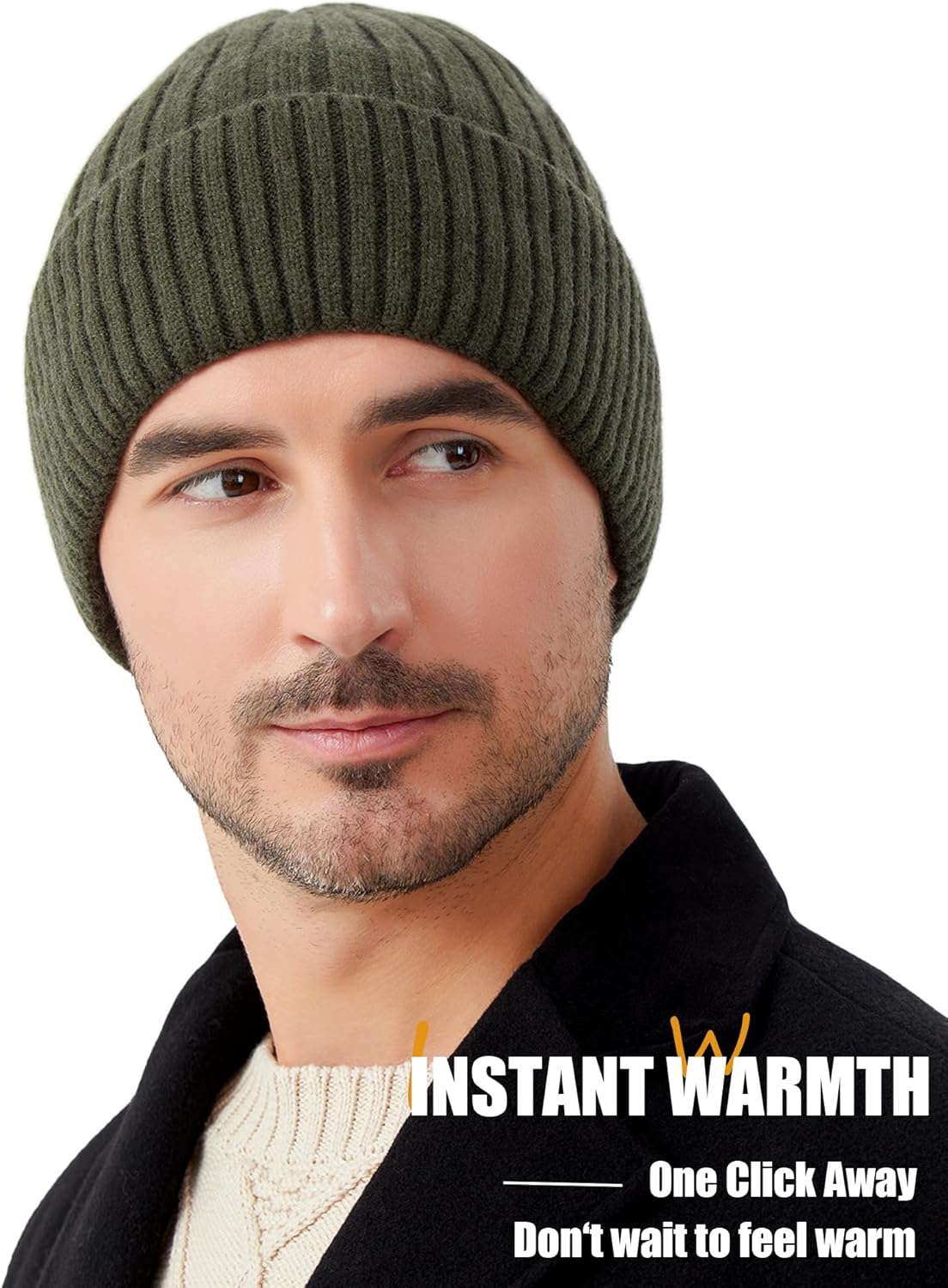 Winter Beanie Hat for Men Women,Fleece Lined Fisherman Beanies,Cold Weather Thick Warm Knit Cuffed Skull Cap - Image 4