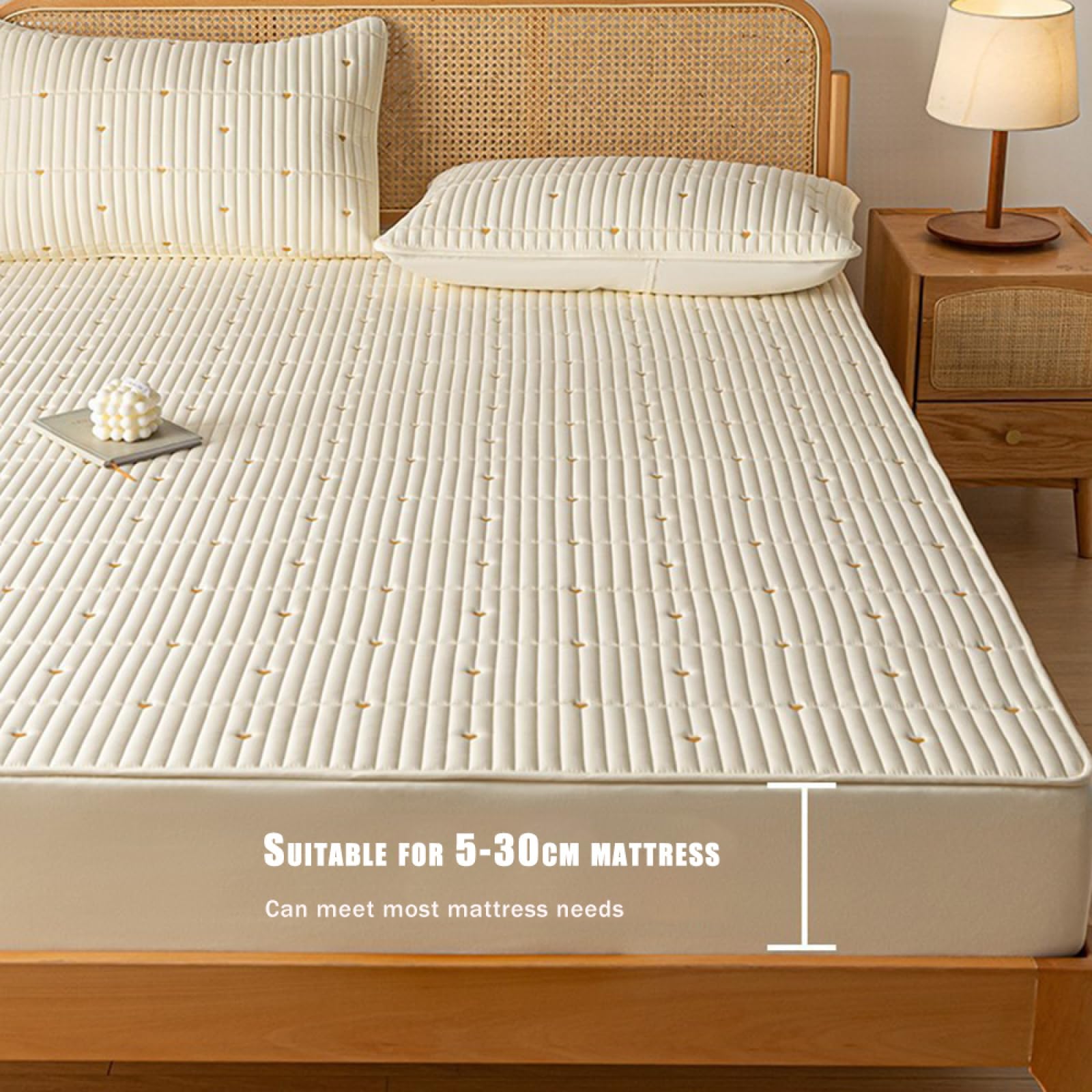 Sábana bajera acolchada de 150 x 190 cm, protector de colchón de tres capas de alta calidad, impermeable, transpirable, funda de colchón doble para máxima comodidad