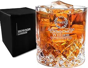 Personalised Whiskey Glass for Men Engraved Whiskey Tumbler Glass Personalised Gifts for Men Personalised Glasses 7oz/210ml Fathers Day Birthday Christmas Wedding Best Man Groomsmen Gift (Design 1)