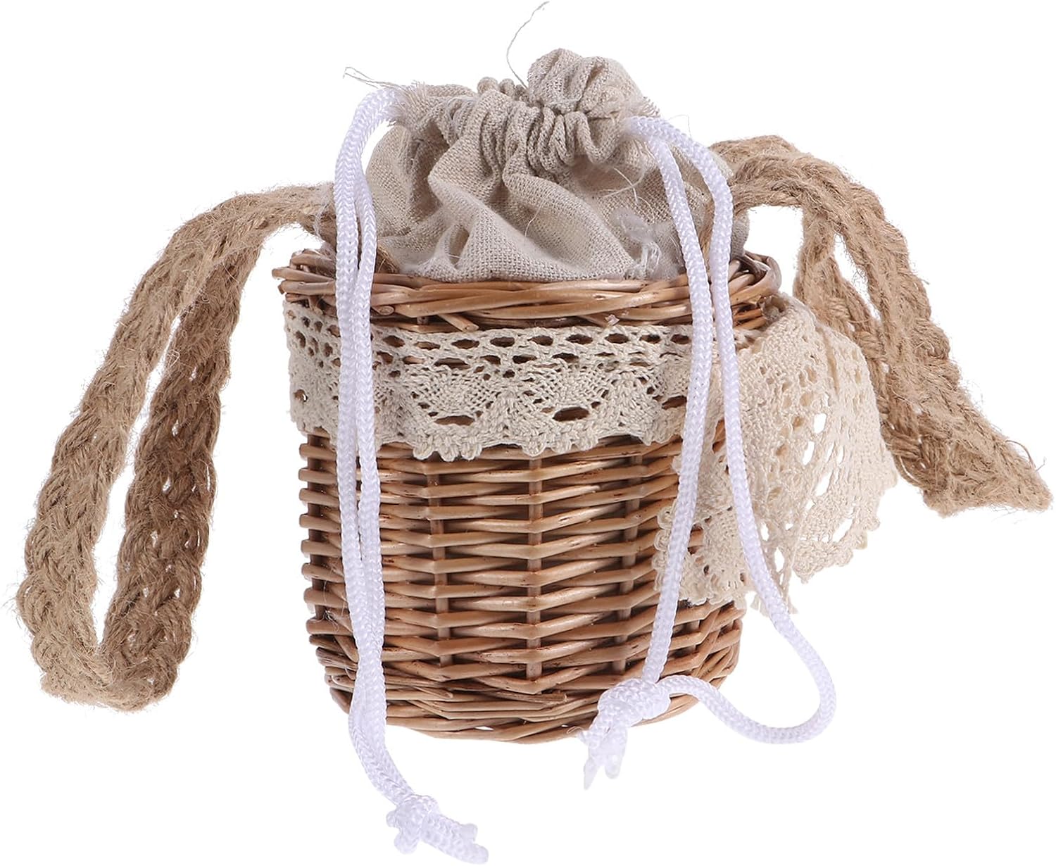 Healifty Willow Woven round Handheld Flower Storage Basket for Decoration