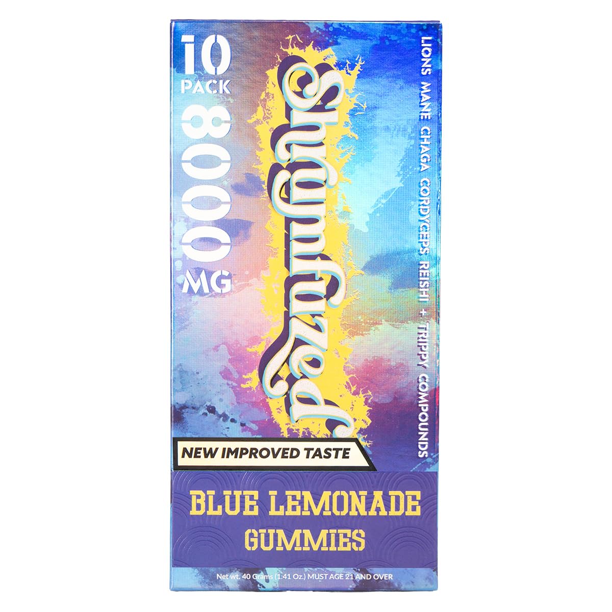 Proprietary Nootropic Gummy 8000mg - Now with New Improved Taste - Lion's Mane, Reishi, Chaga, and Cordycep Nootropic Mushroom Blend (10, Blue Lemonade)
