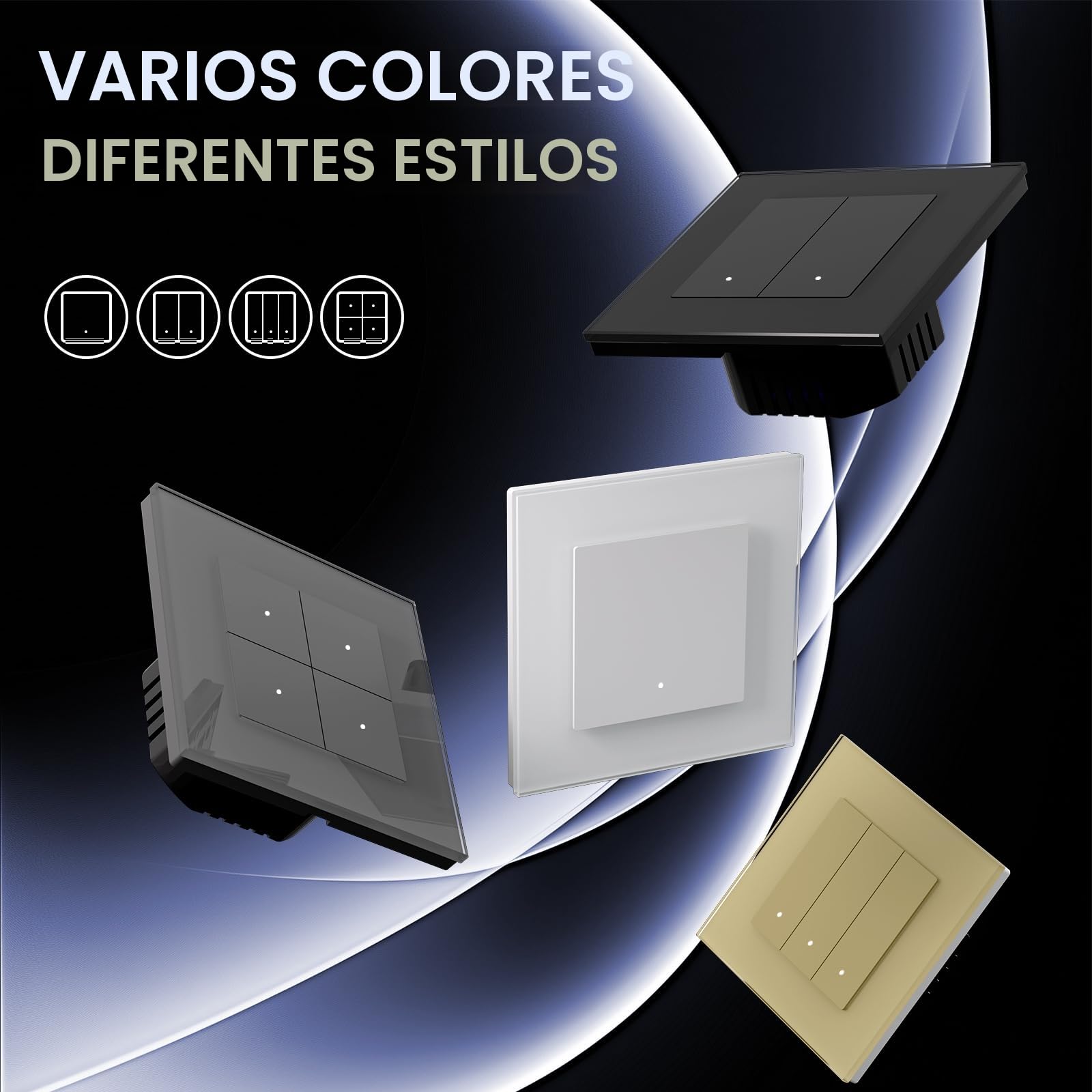 BSEED Interruptor Inteligente WIFI con Vidrio,Basculante Con Pilotitos LED,Requiere Cable Neutro,E-Series,1 Gang 1 Vía,86mm Blanco