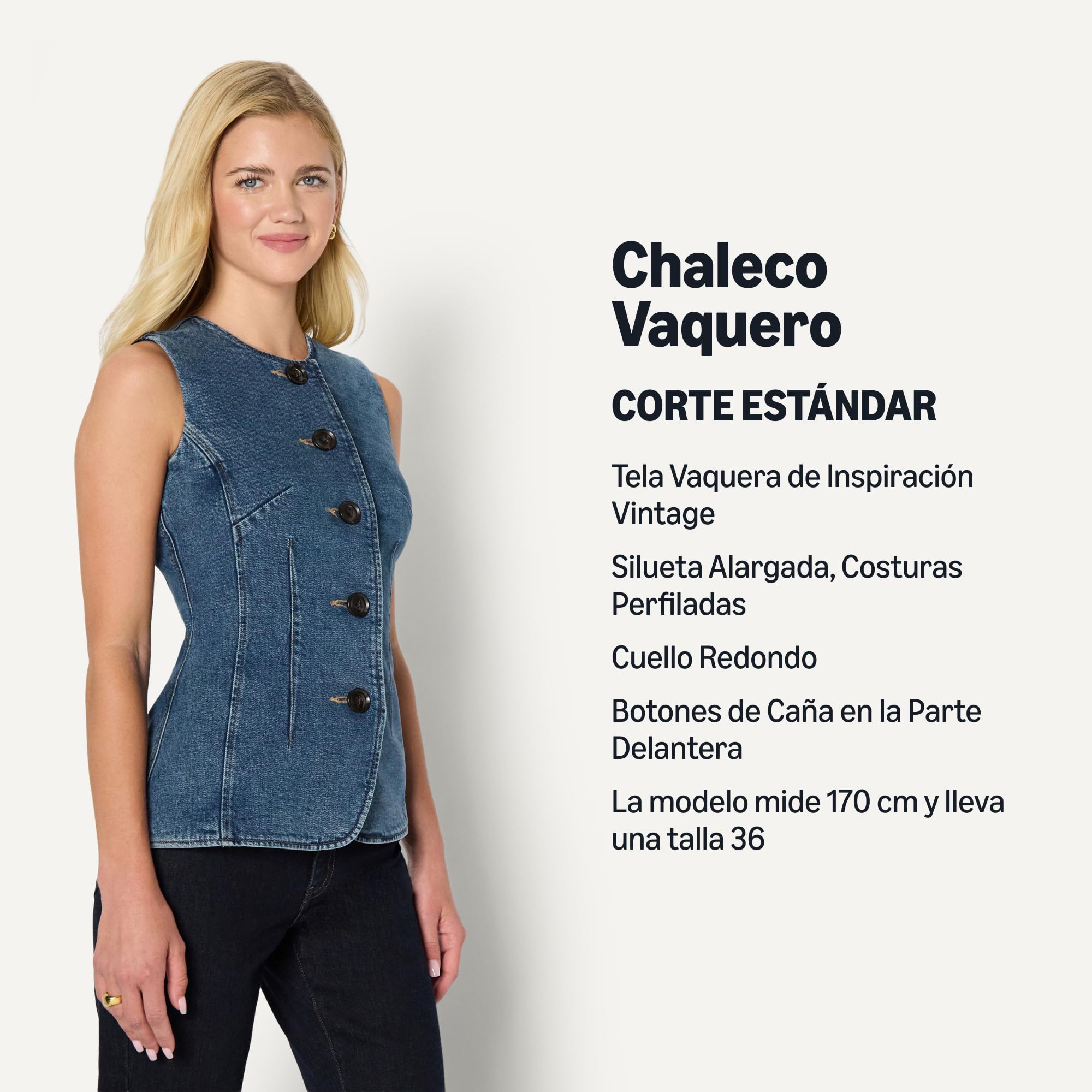 Amazon Essentials Chaleco Vaquero Abotonado de Corte Regular Mujer
