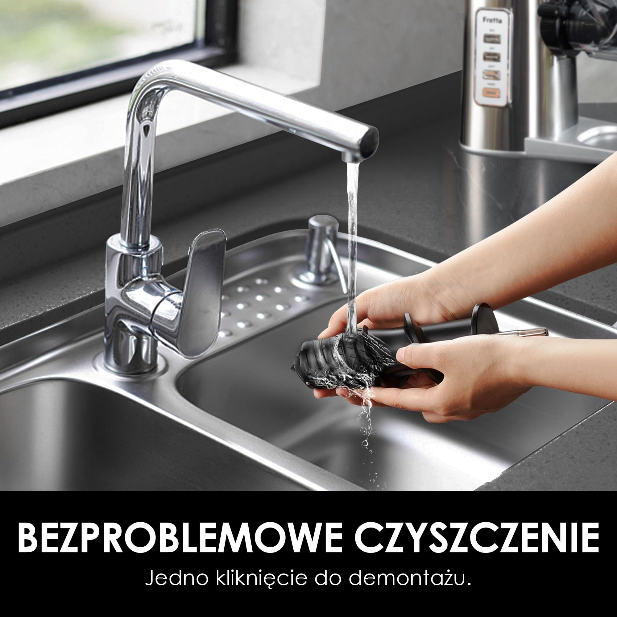 Fretta Wyciskarka Wolnoobrotowa Cold Press - Stal Nierdzewna, Bez BPA, Szeroki Otwór 76mm (brak krojenia), Łatwe Czyszczenie, Moc 200W, Wysoki Wydajność Soku - Do Owoców, Warzyw, Trawy Pszenicznej