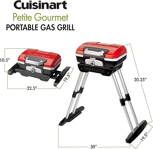 Miniatura 3 de Cuisinart CGG-180 CGG180 Propano, 22 pulgadas de alto x 17.6 pulgadas de ancho x 11.8 pulgadas de largo, rojo y CGC-19 VersaStand funda para