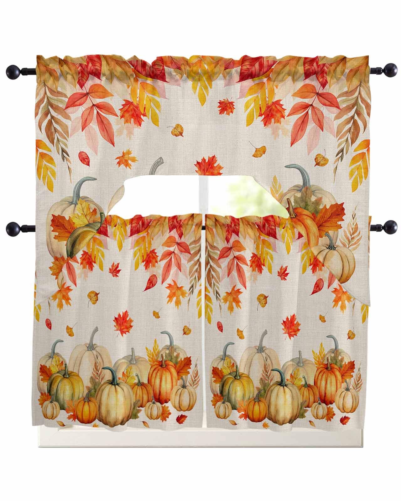 Woven Trends 3-Pieces Window Kitchen Curtain Set, 57W x 24L Inches Tier Panels and Valance with Sunflower Print Set, Ruffled Window Cafe Curtains, Perfect Window Treatment for Room Decor, Multicolor