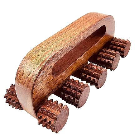 AtoZ Crafts wooden acupressure back massager back pain relief massager multi purpose body massager with 10 massage roller