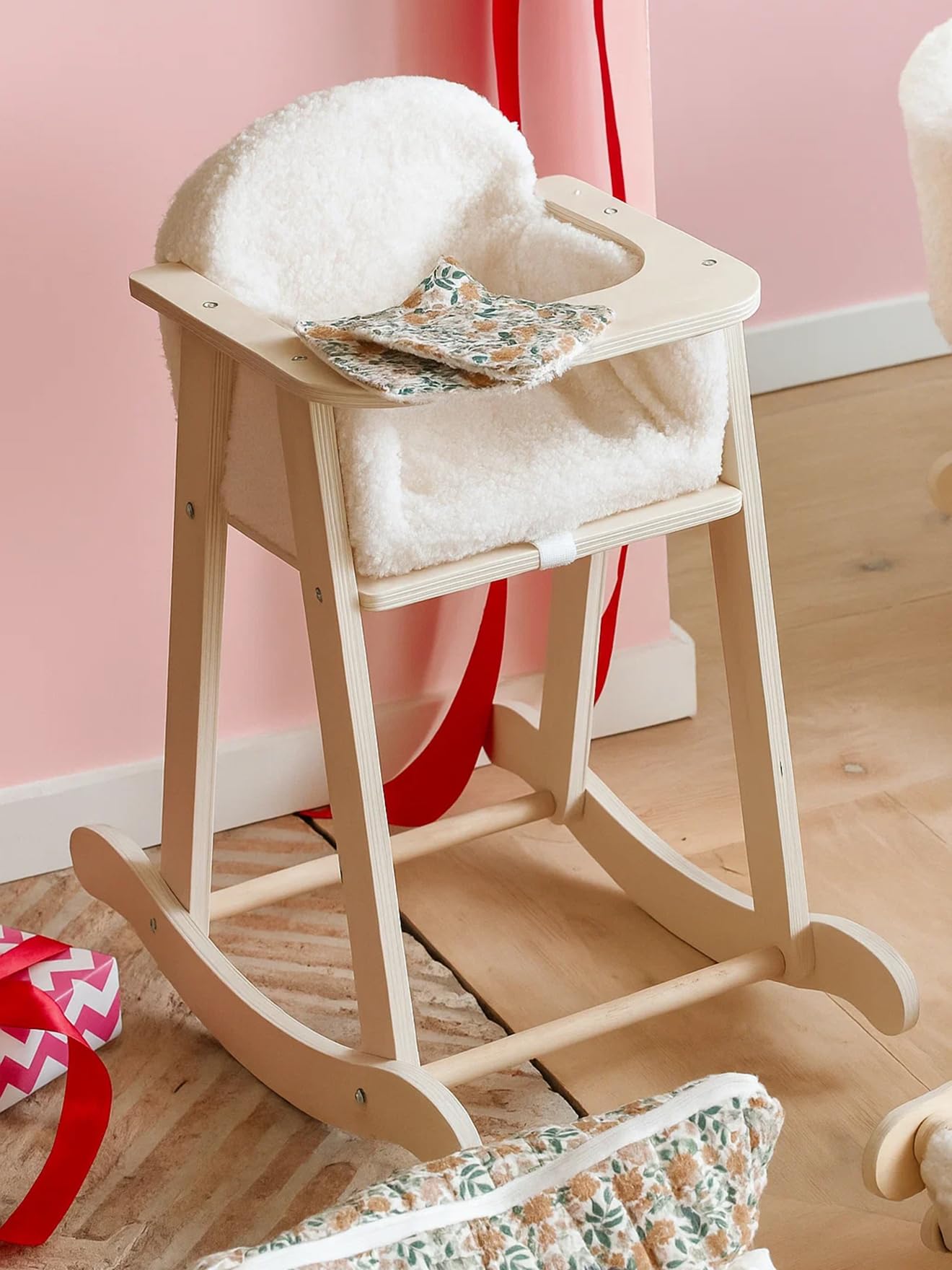 VERTBAUDET Chaise Haute à Bascule pour Poupon en Bois FSC® et Sherpa Dès 3 Ans