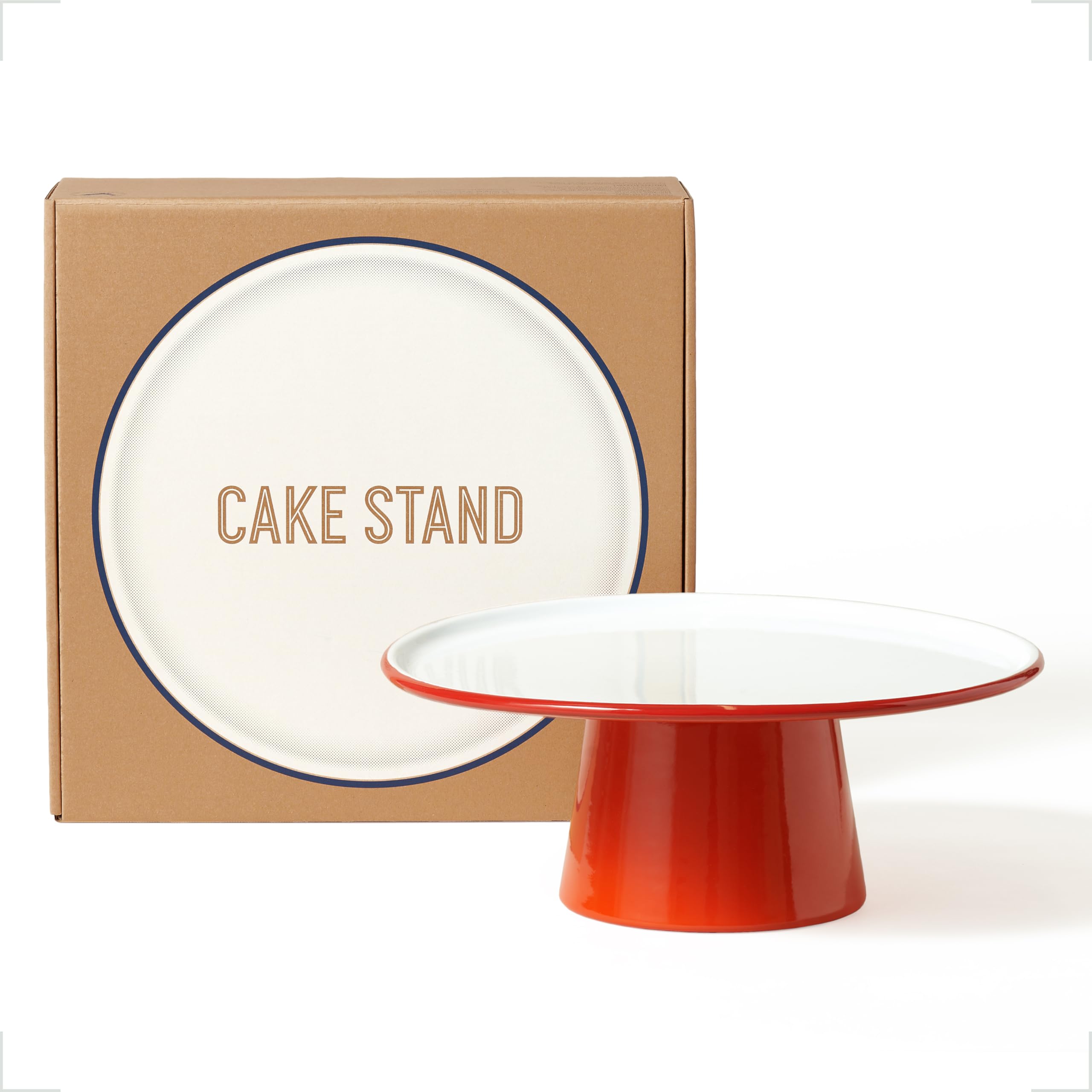 Falcon Enamelware Cake Stand, Enamel-Coated Steel Pedestal, Oven Safe to 530°F, Dishwasher Safe & Freezer Safe, 12" Cake Display Stand (Pillarbox Red)