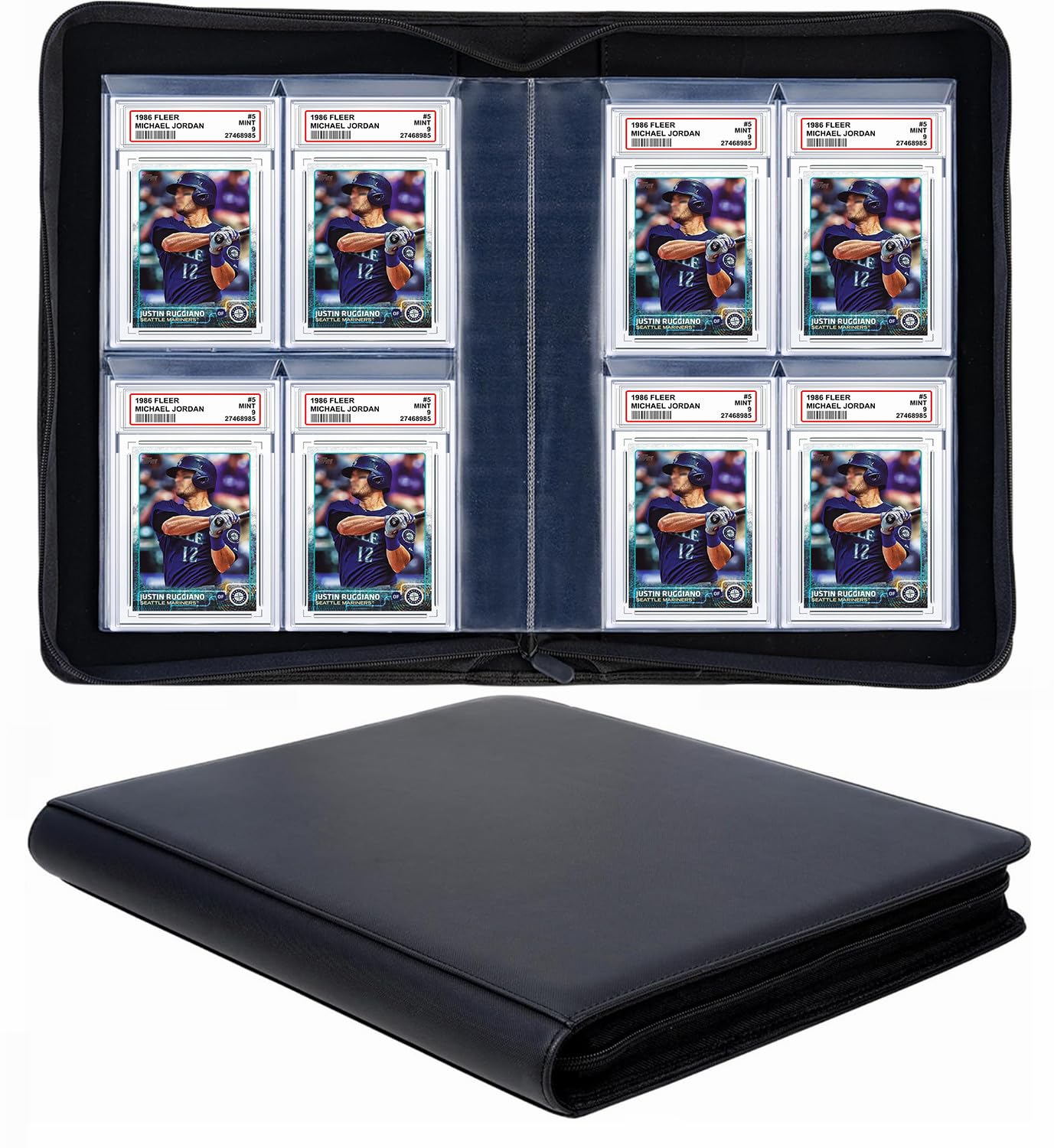 40 Pockets Graded Card Binder, Toploading PSA Slab Holder Album, PU Leather Graded Card Storage Binder, Premium 4 Pocket PSA Card Binder Album