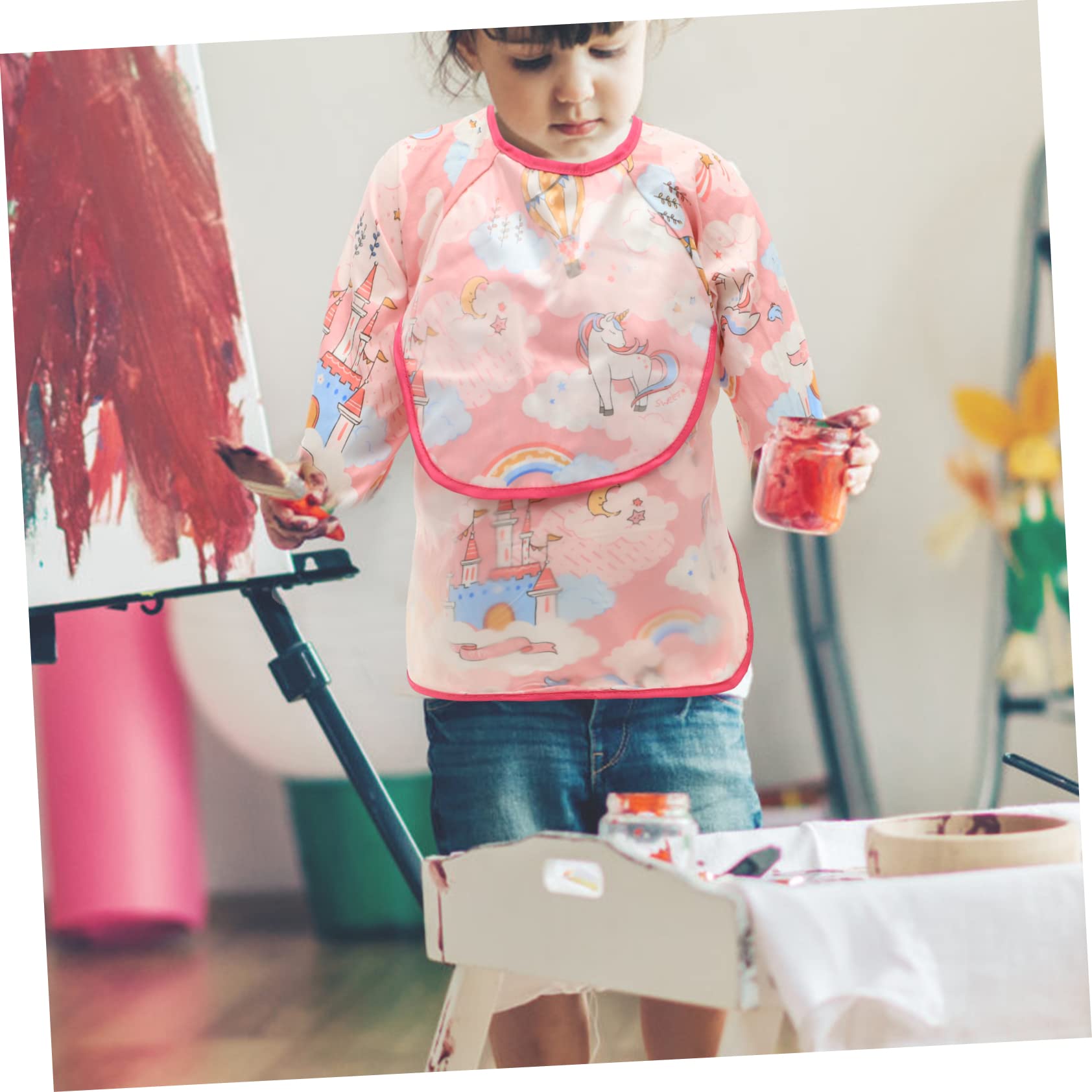 Abaodam 4 Pezzi Tute Per Bambini Vernice Camicie Per Bambini 1 Anno Vestiti Per Ragazza Bambini Arte Grembiule Manica Bavaglino Bavaglino Bambino Pittura Protettore Vestiti Di Cotone Per